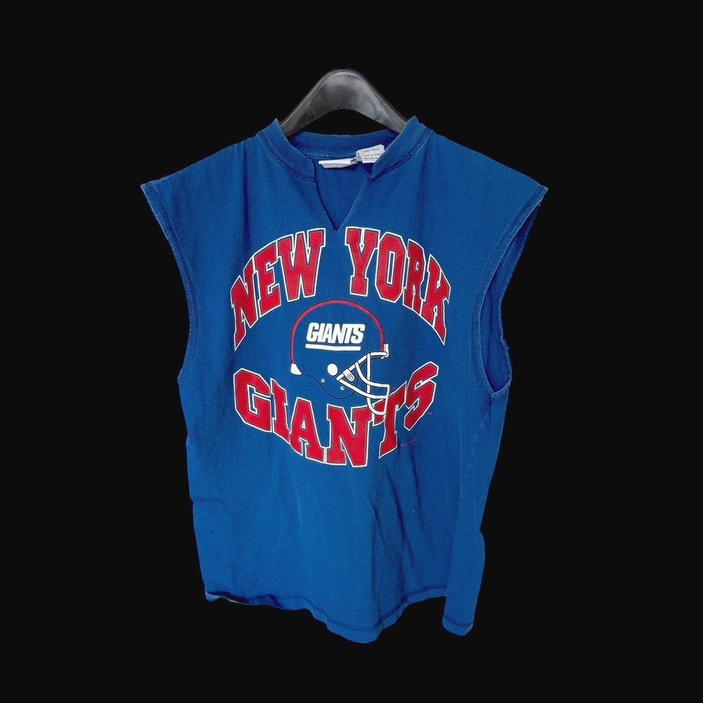 Vintage 1998 New York Giants Muscle Tee Shirt Blue The Edge Large NFL 1997